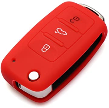 [VWFS-R] VOLKSWAGEN 3 BUTTONS REMOTE SILICONE CASE - RED
